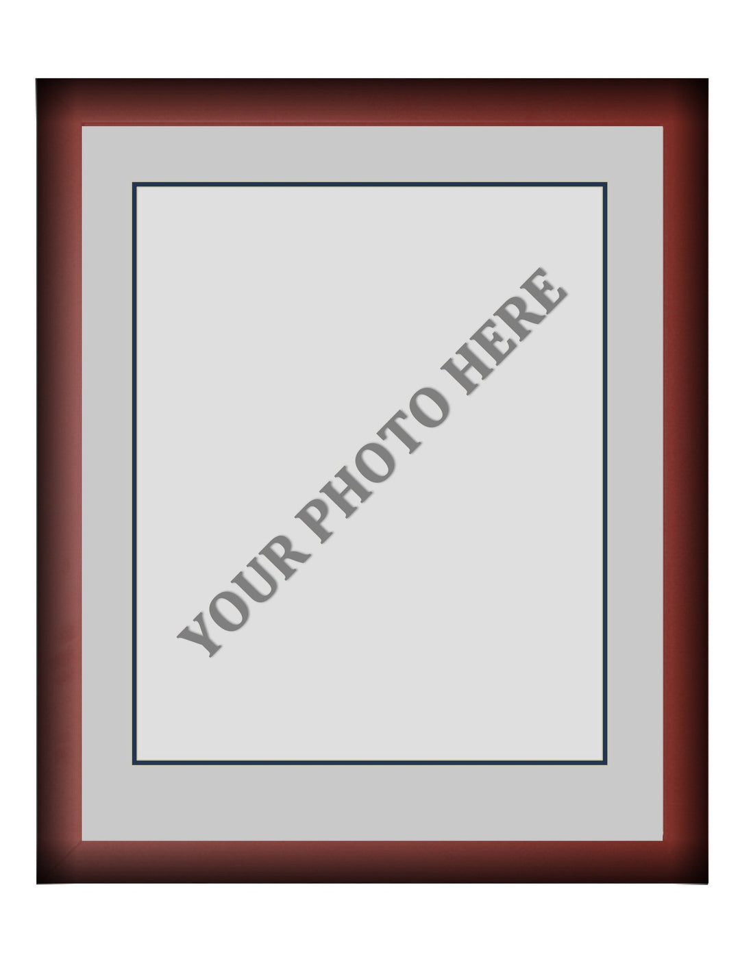 Frame Kit - Cherry Wood Frame | Silver Matting | Dark Blue Trim