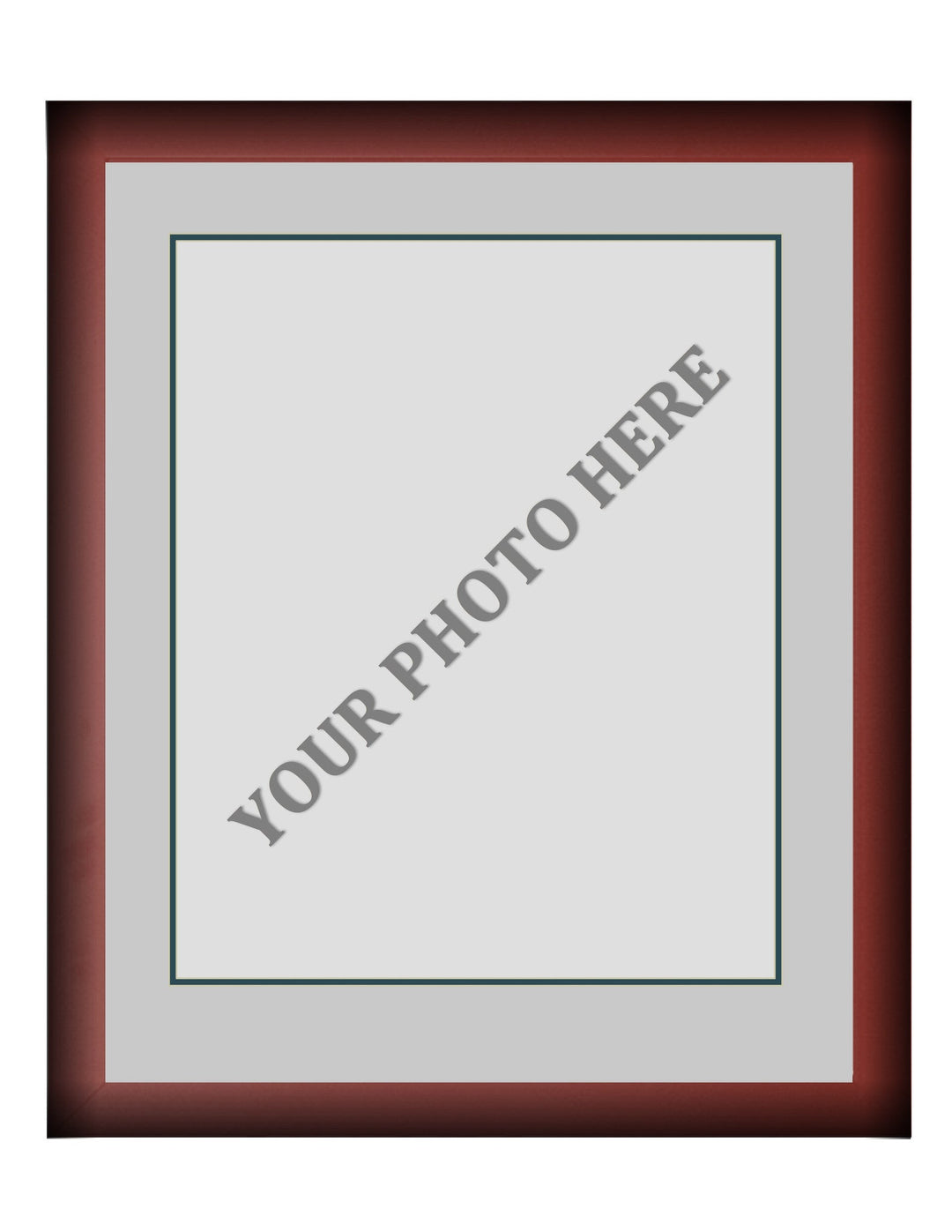 Frame Kit - Cherry Wood Frame | Silver Matting | Dark Green Trim