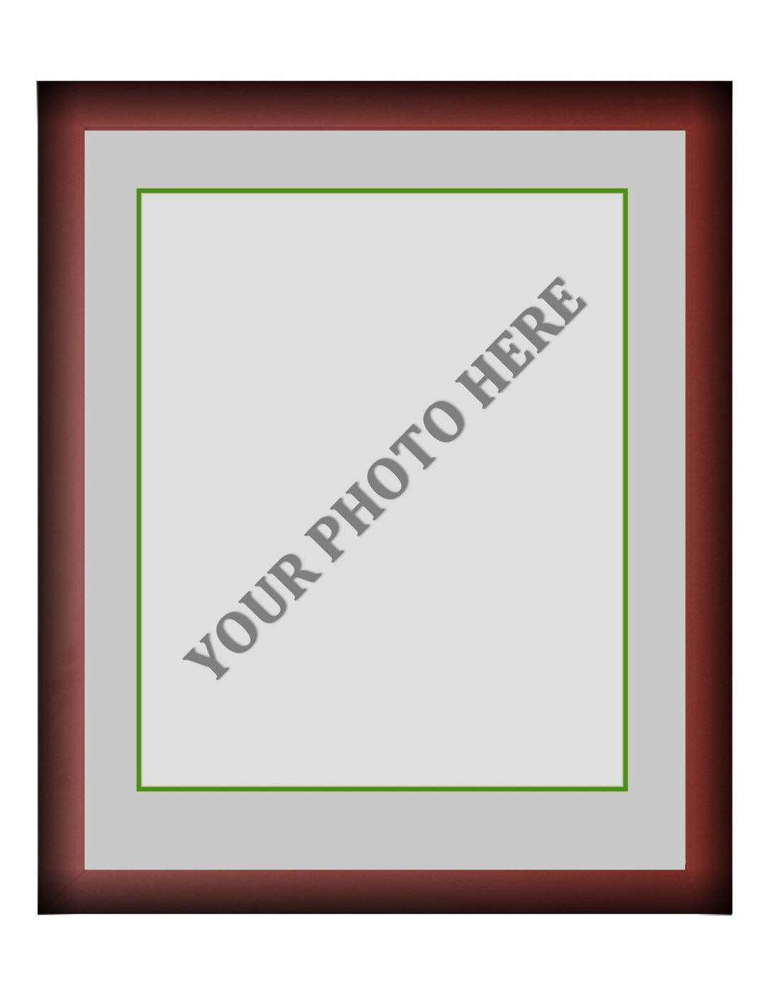 Frame Kit - Cherry Wood Frame | Silver Matting | Green Trim