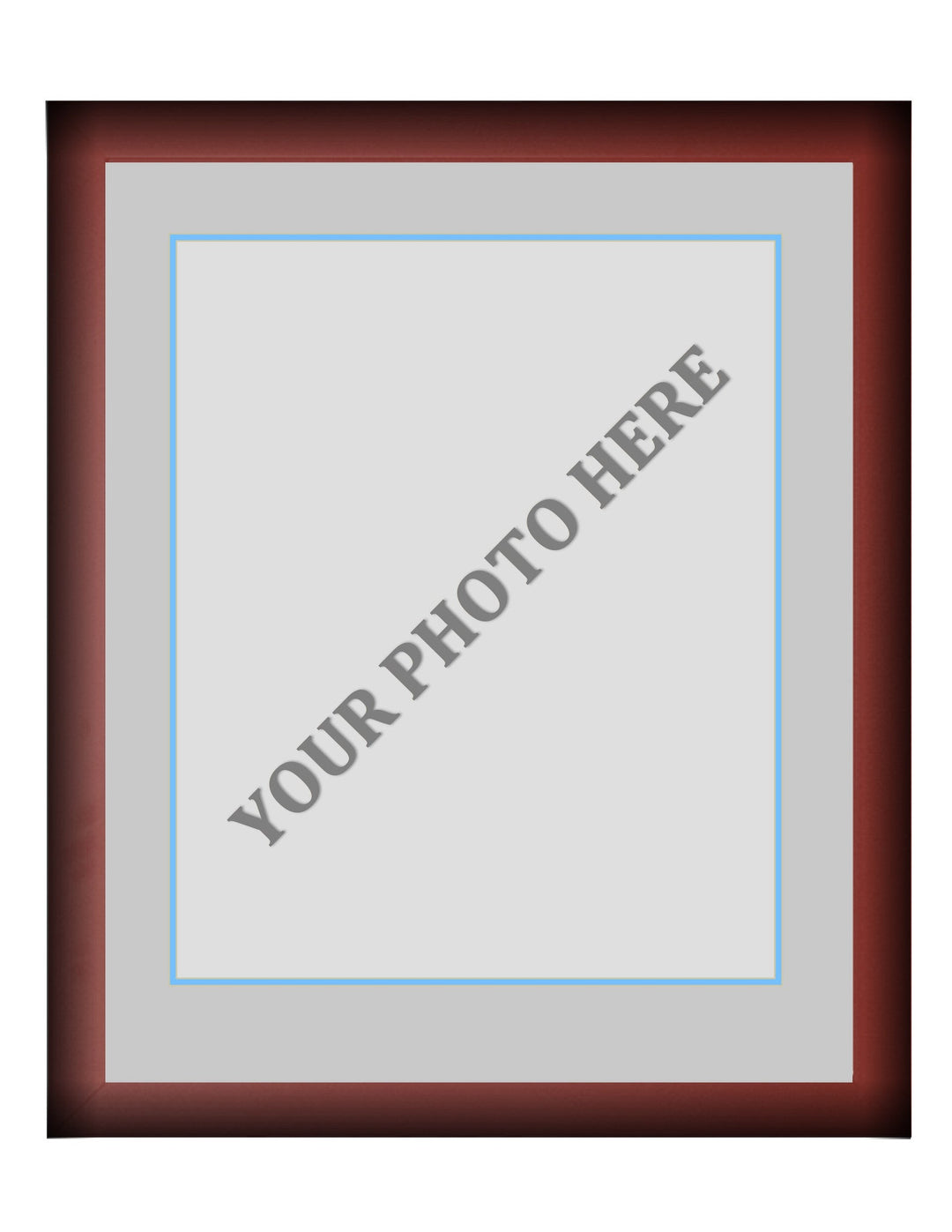 Frame Kit - Cherry Wood Frame | Silver Matting | Light Blue Trim