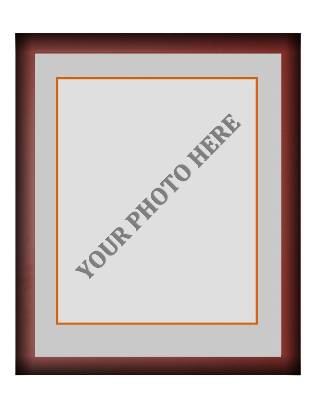 Frame Kit - Cherry Wood Frame | Silver Matting | Orange Trim