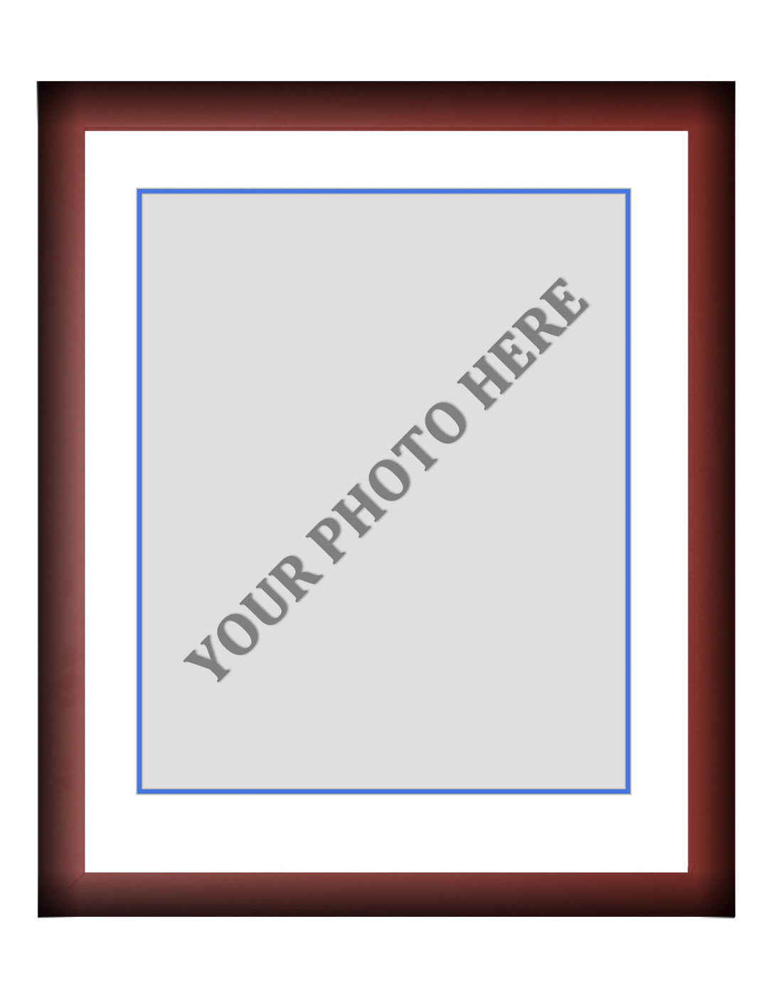 Frame Kit - Cherry Wood Frame | White Matting | Blue Trim