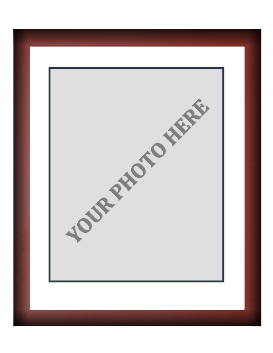 Frame Kit - Cherry Wood Frame | White Matting | Dark Blue Trim