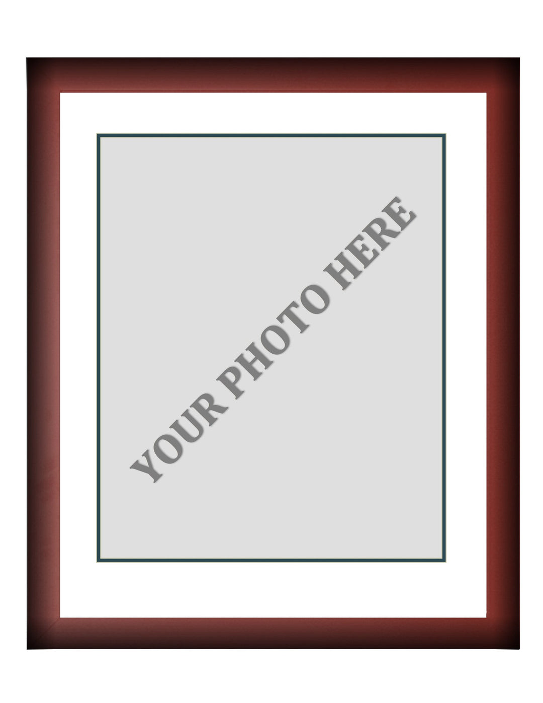 Frame Kit - Cherry Wood Frame | White Matting | Dark Green Trim