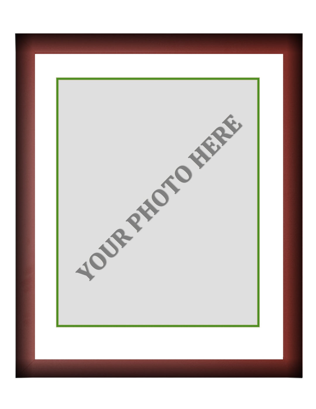 Frame Kit - Cherry Wood Frame | White Matting | Green Trim