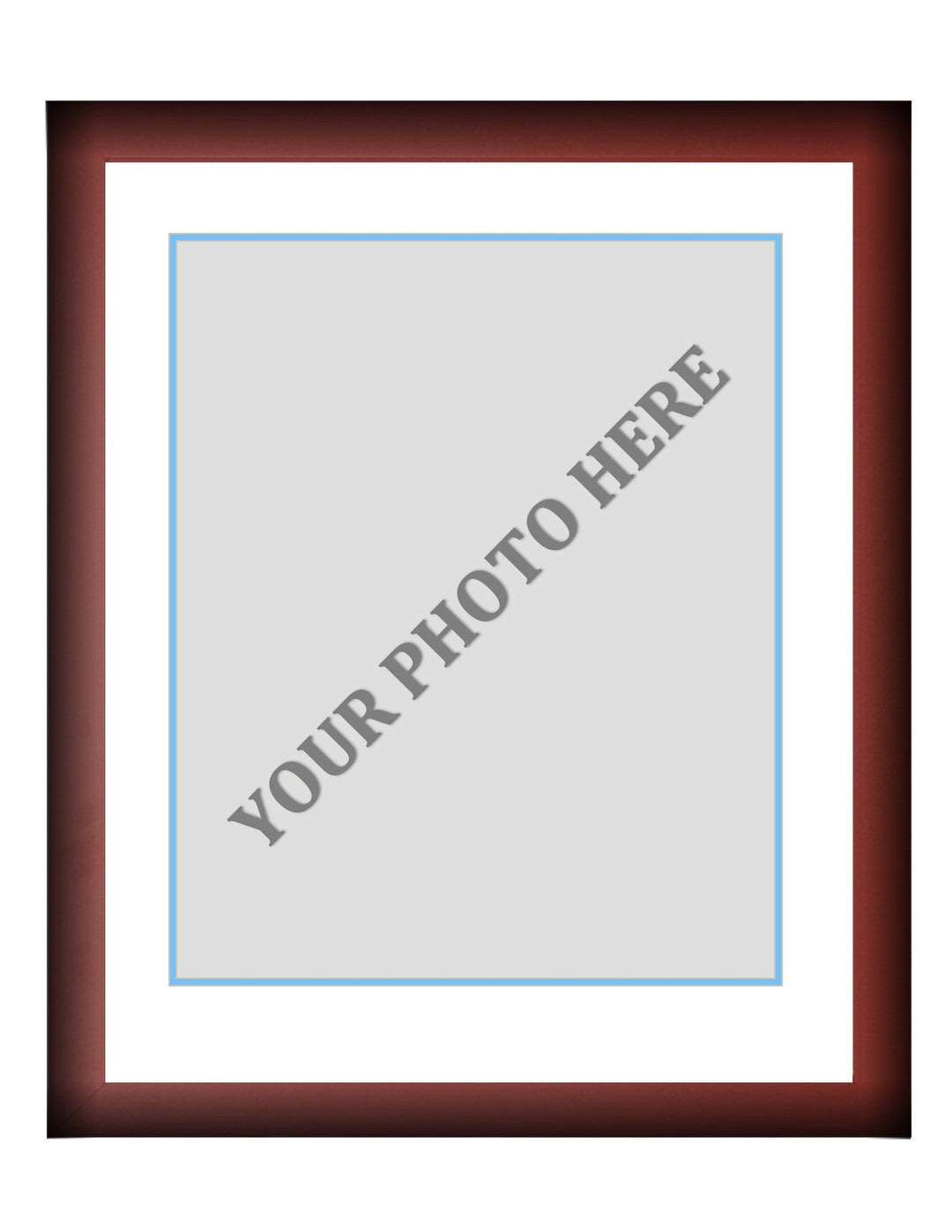 Frame Kit - Cherry Wood Frame | White Matting | Light Blue Trim