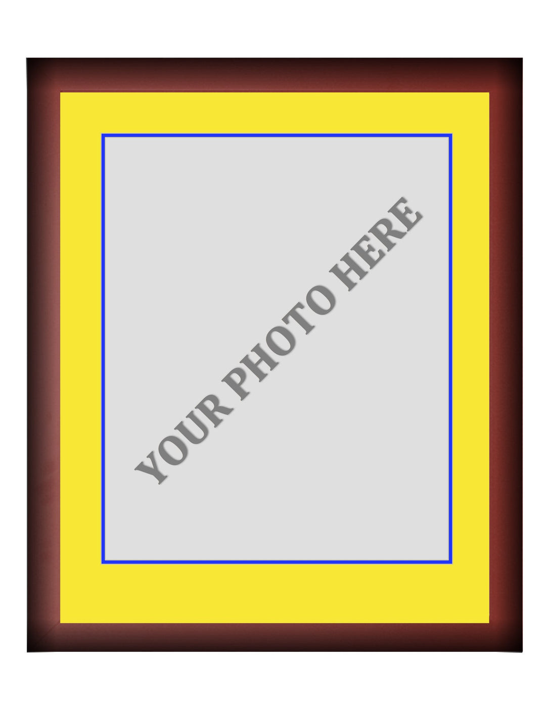 Frame Kit - Cherry Wood Frame | Yellow Matting | Blue Trim