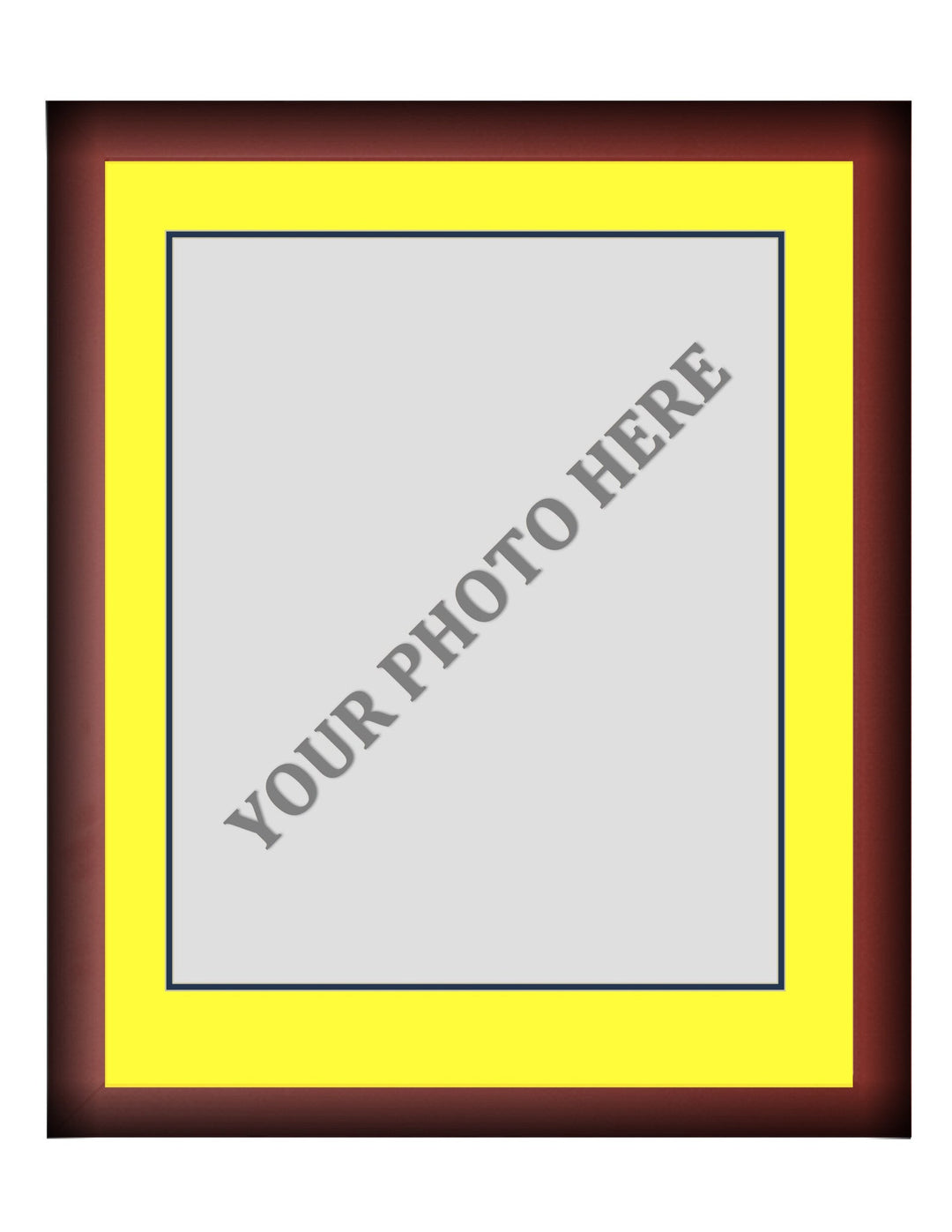 Frame Kit - Cherry Wood Frame | Yellow Matting | Dark Blue Trim