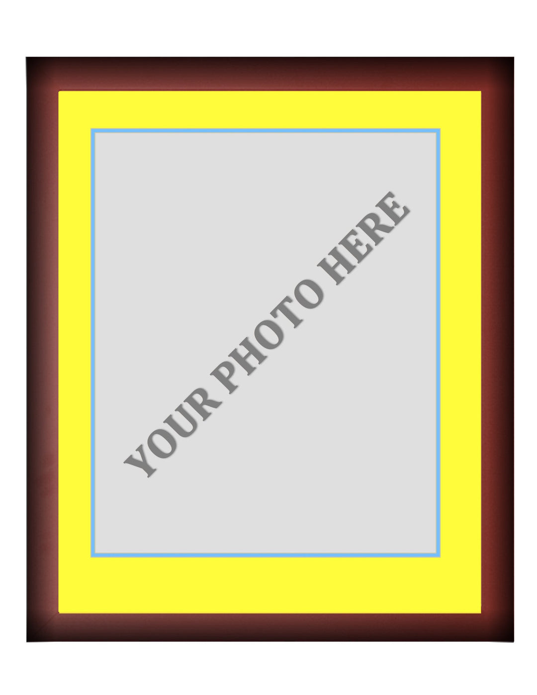 Frame Kit - Cherry Wood Frame | Yellow Matting | Light Blue Trim