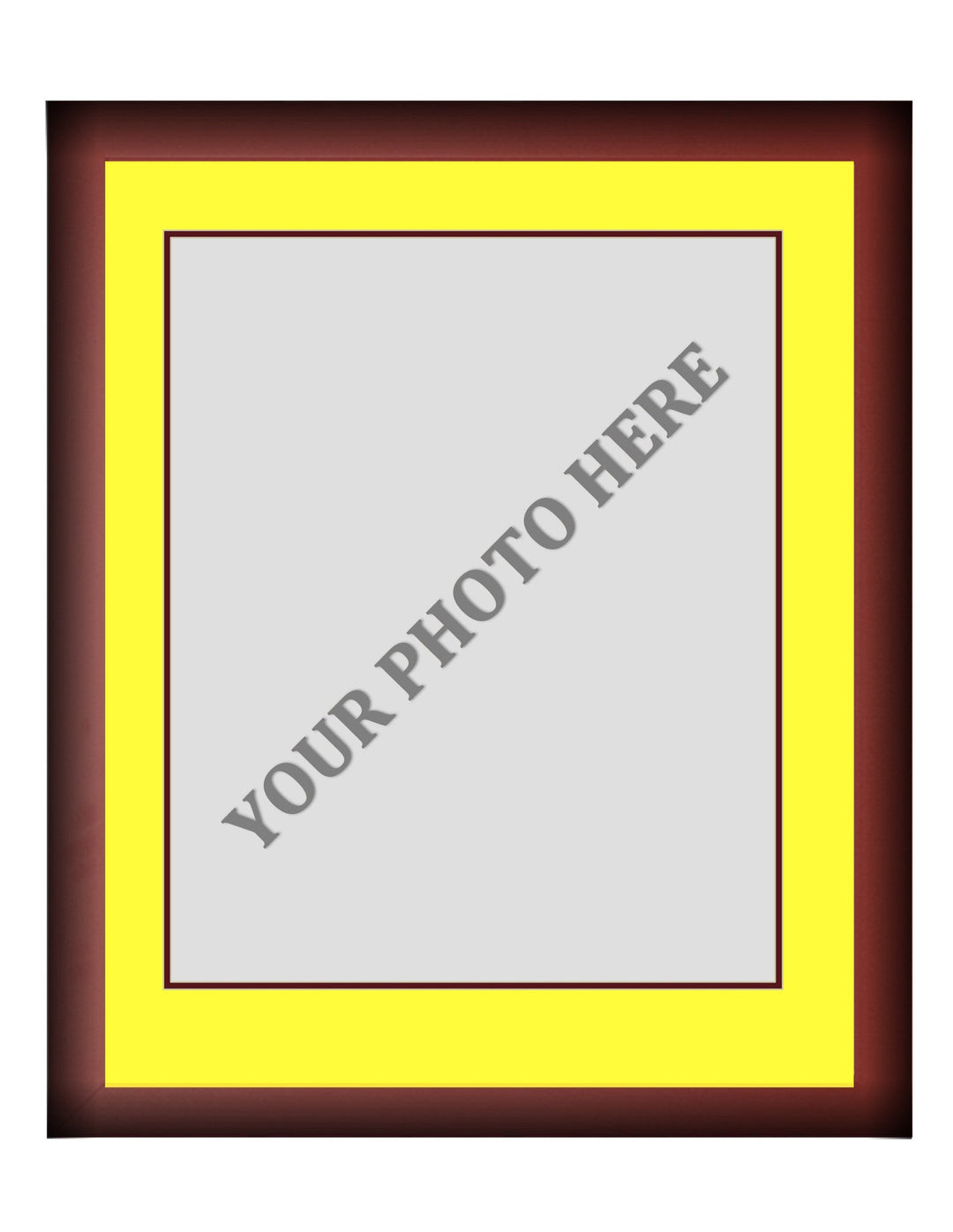 Frame Kit - Cherry Wood Frame | Yellow Matting | Maroon Trim