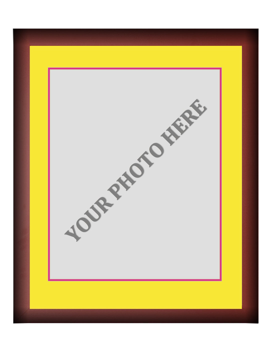 Frame Kit - Cherry Wood Frame | Yellow Matting | Pink Trim