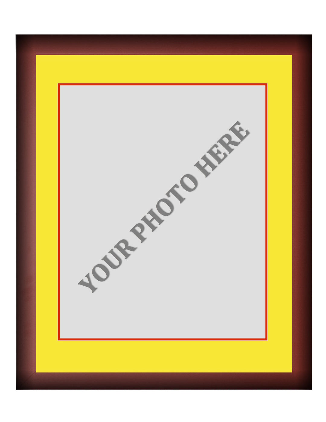 Frame Kit - Cherry Wood Frame | Yellow Matting | Red Trim