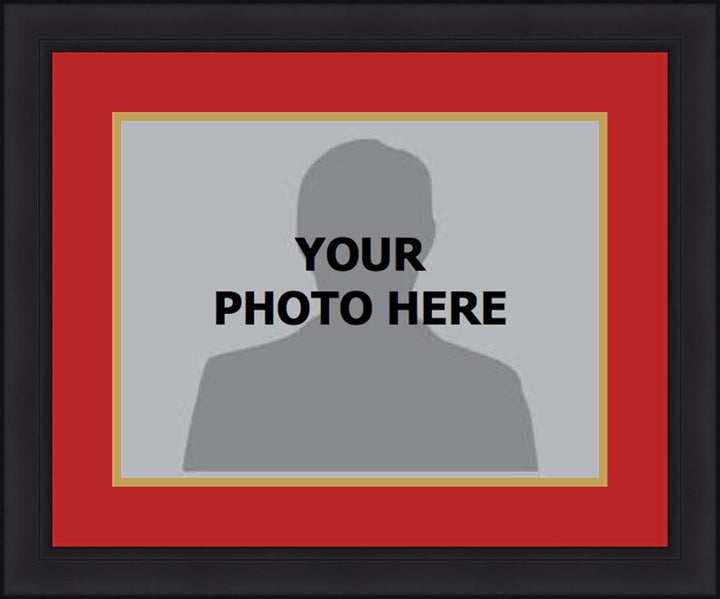 NHL Hockey Photo Picture Frame Kit - Chicago Blackhawks (Red Matting, Gold Trim)