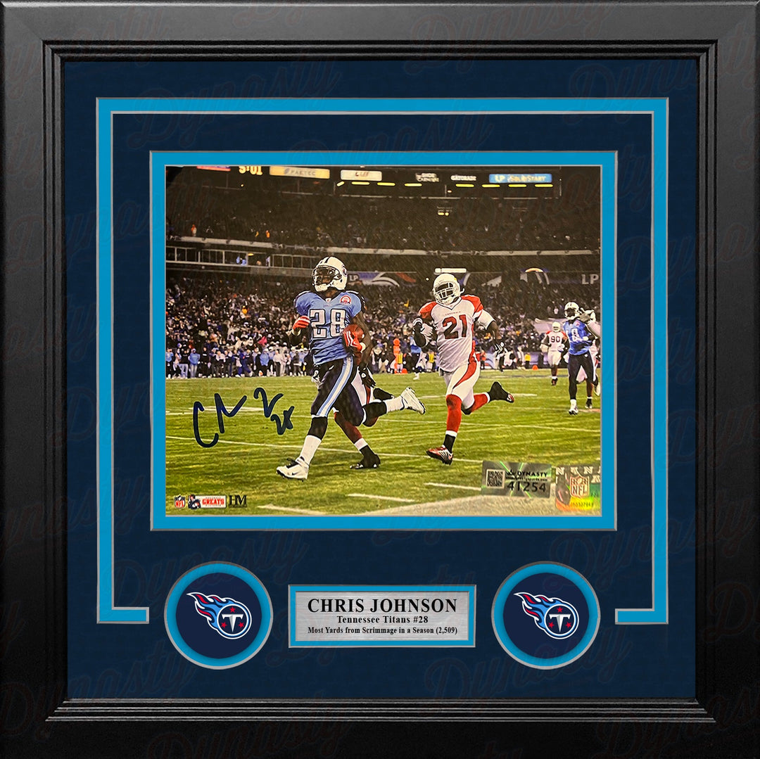 Chris Johnson Sideline Run Tennessee Titans Autographed 8" x 10" Framed Football Photo