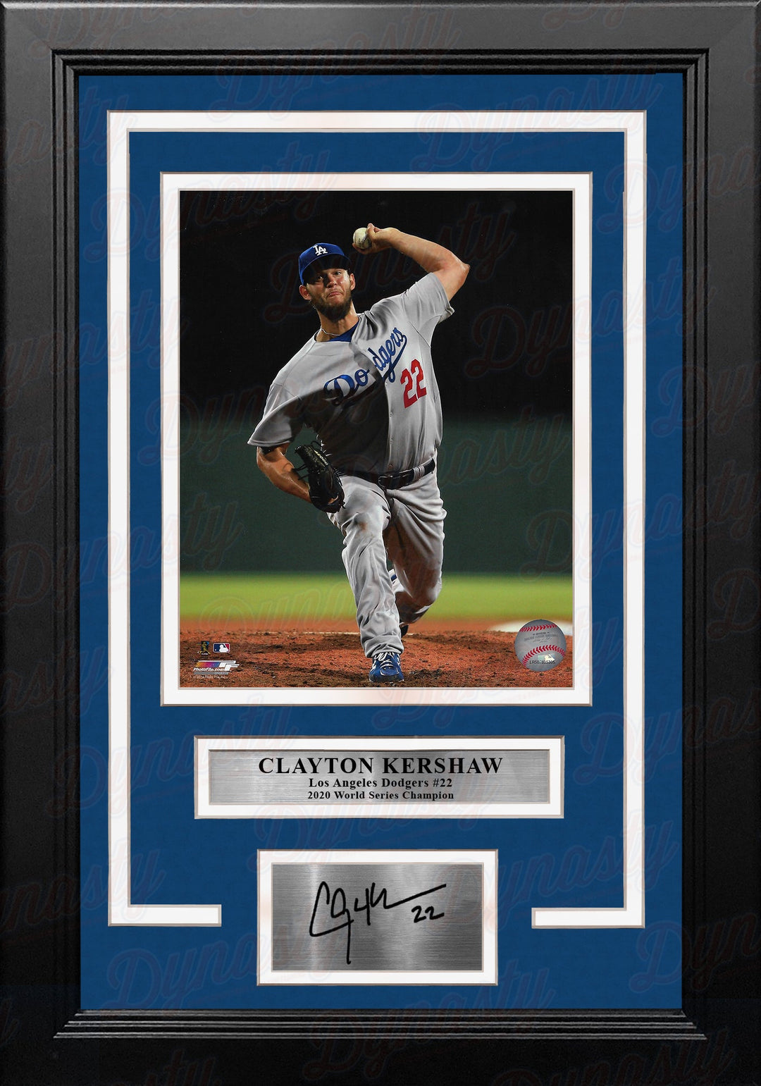 Clayton Kershaw in Action Los Angeles Dodgers 8" x 10" Framed Baseball Photo with Engraved Autograph