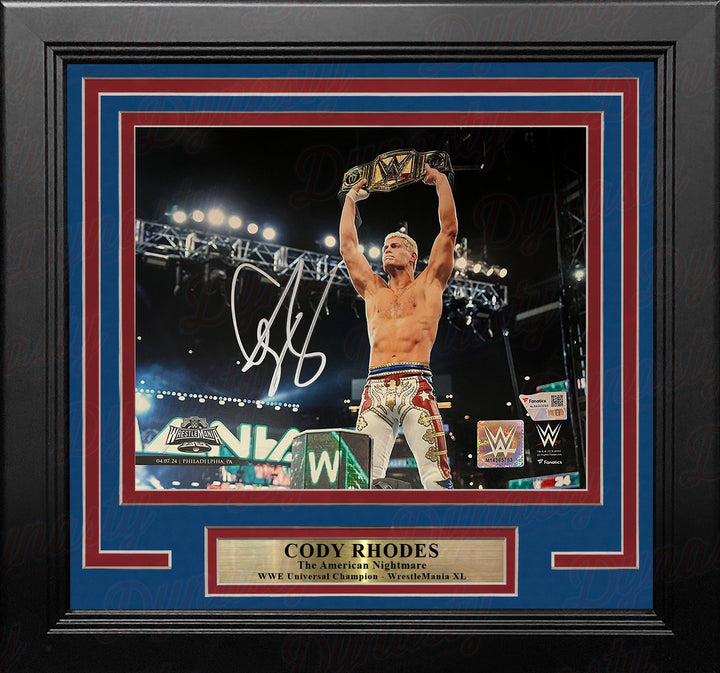 Cody Rhodes WrestleMania XL Championship Celebration Autographed 8" x 10" Framed WWE Wrestling Photo