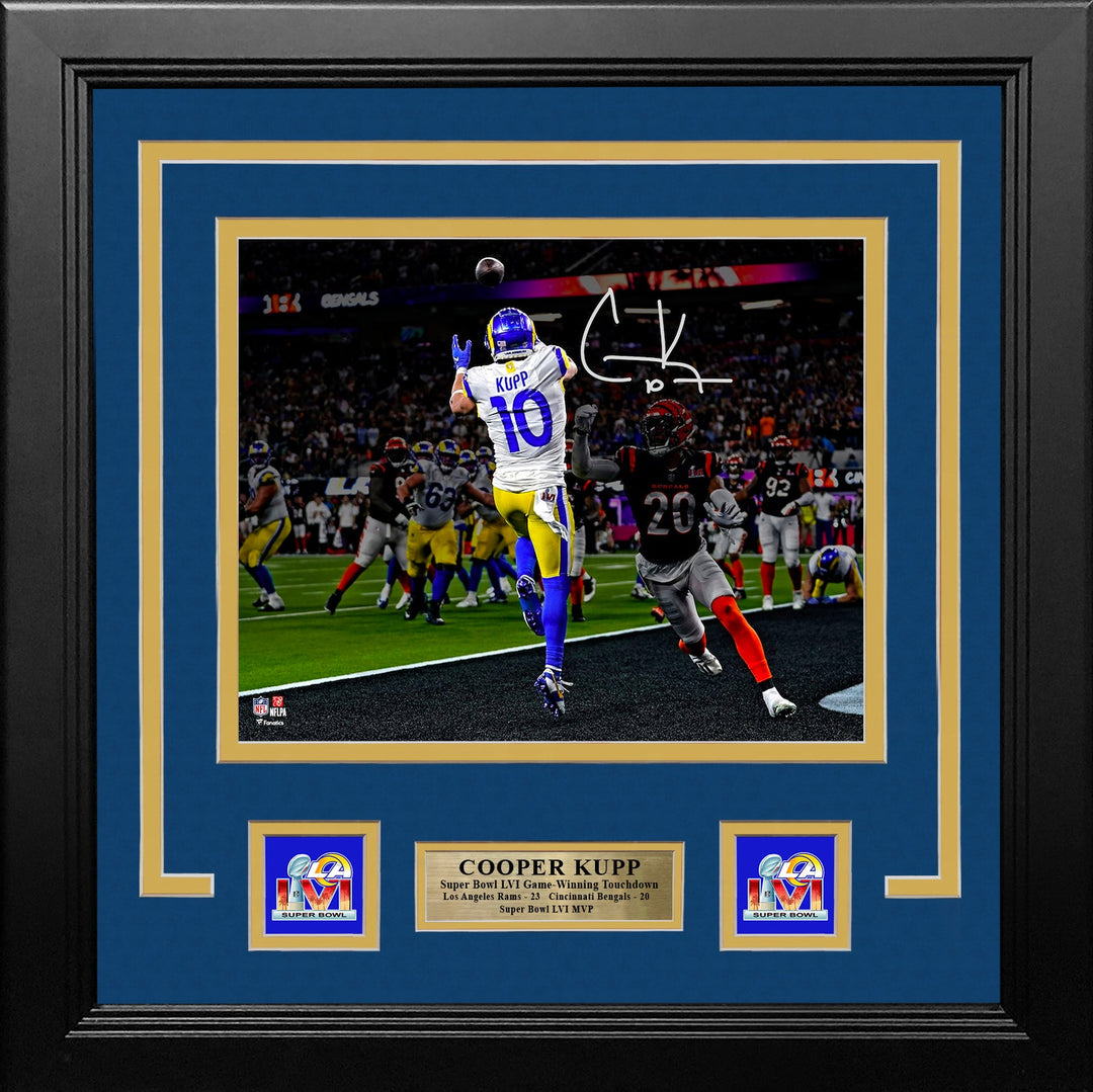 Cooper Kupp Super Bowl LVI Game-Winning Touchdown Los Angeles Rams Autographed 8x10 Framed Photo