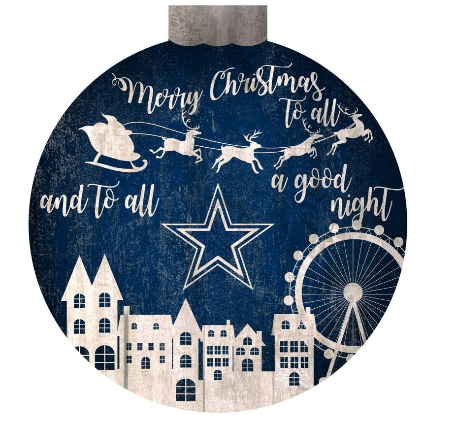 Dallas Cowboys 12" Christmas Village Wall Art Wood Sign