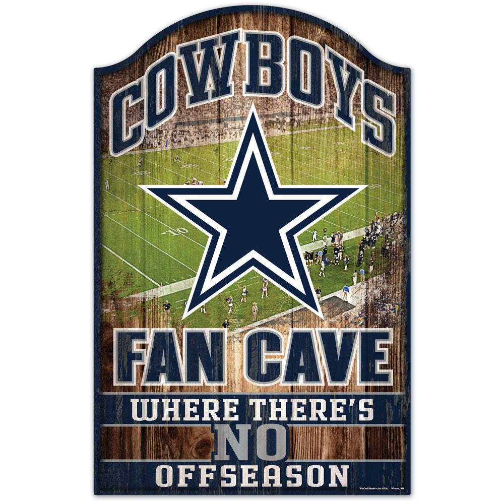 Dallas Cowboys Fan Cave 11" x 17" Wood Sign