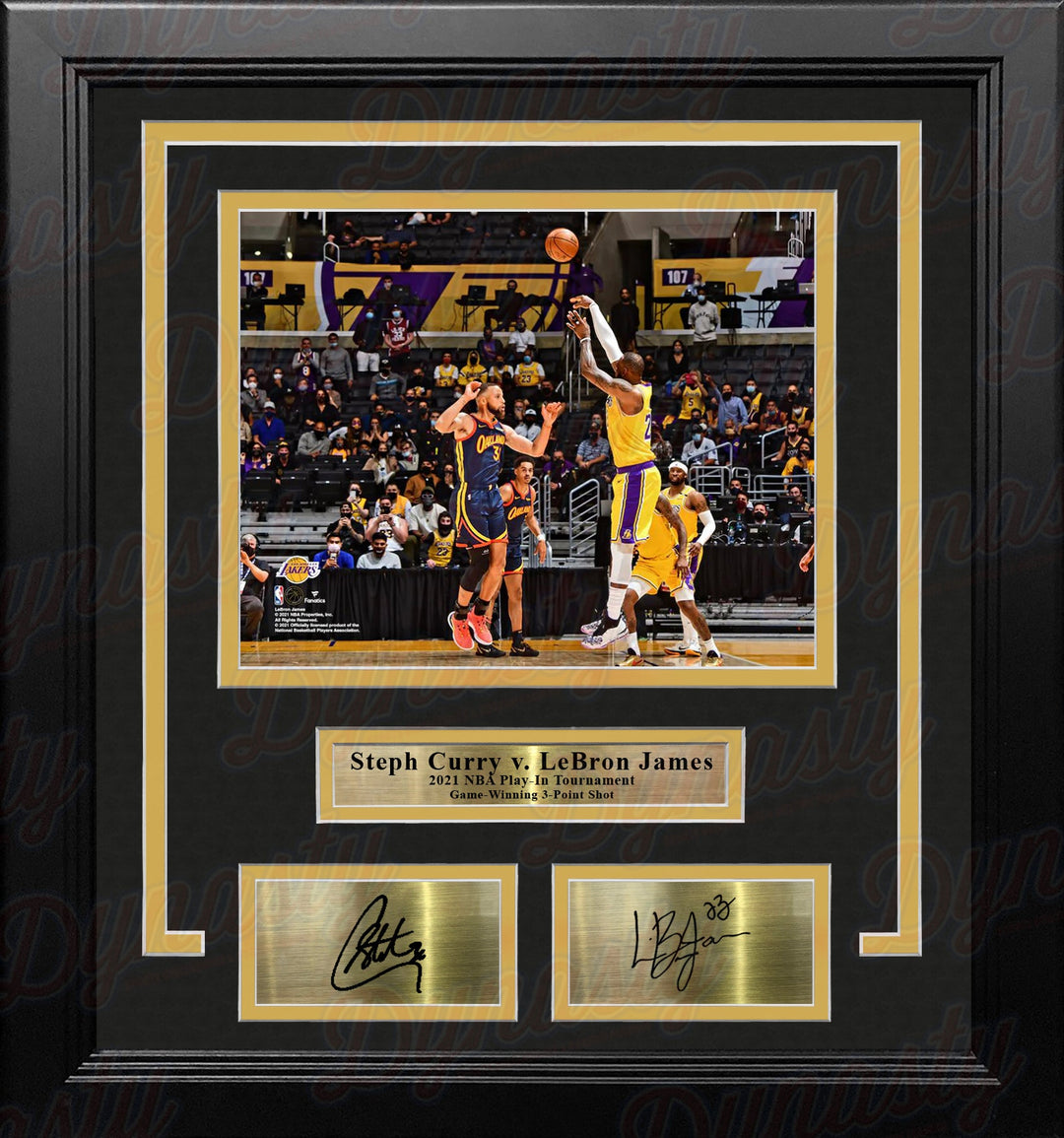 LeBron James v Steph Curry Game-Winning Shot 2021 Play-In 8x10 Framed Photo with Engraved Autographs