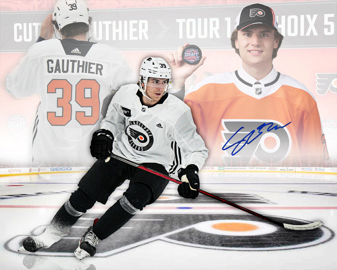Cutter Gauthier Philadelphia Flyers Autographed 11" x 14" Draft Hockey Collage Photo