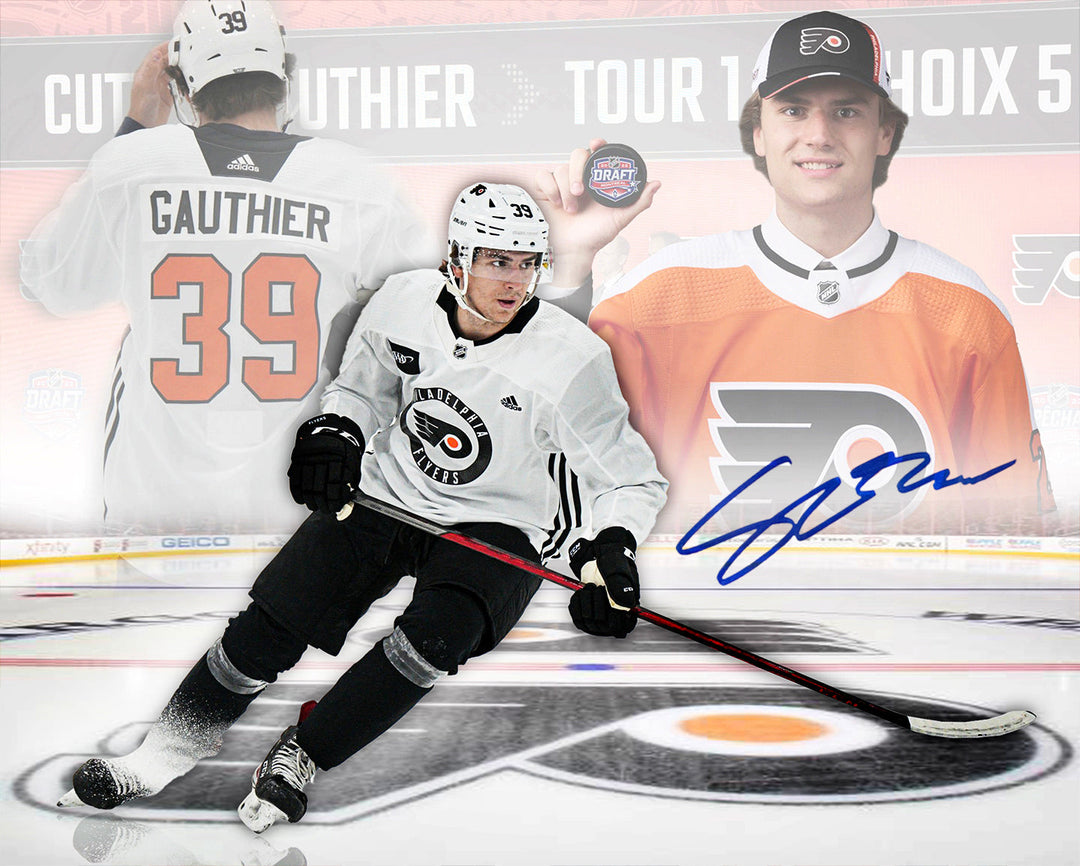 Cutter Gauthier Philadelphia Flyers Autographed 8" x 10" Draft Hockey Collage Photo