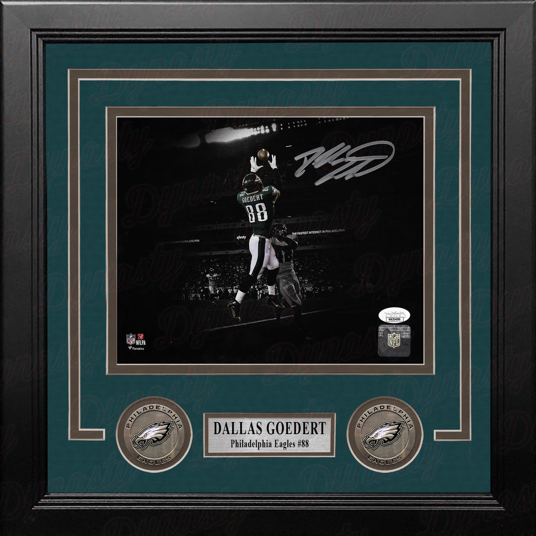 Dallas Goedert Touchdown Philadelphia Eagles Autographed 8" x 10" Framed Blackout Football Photo