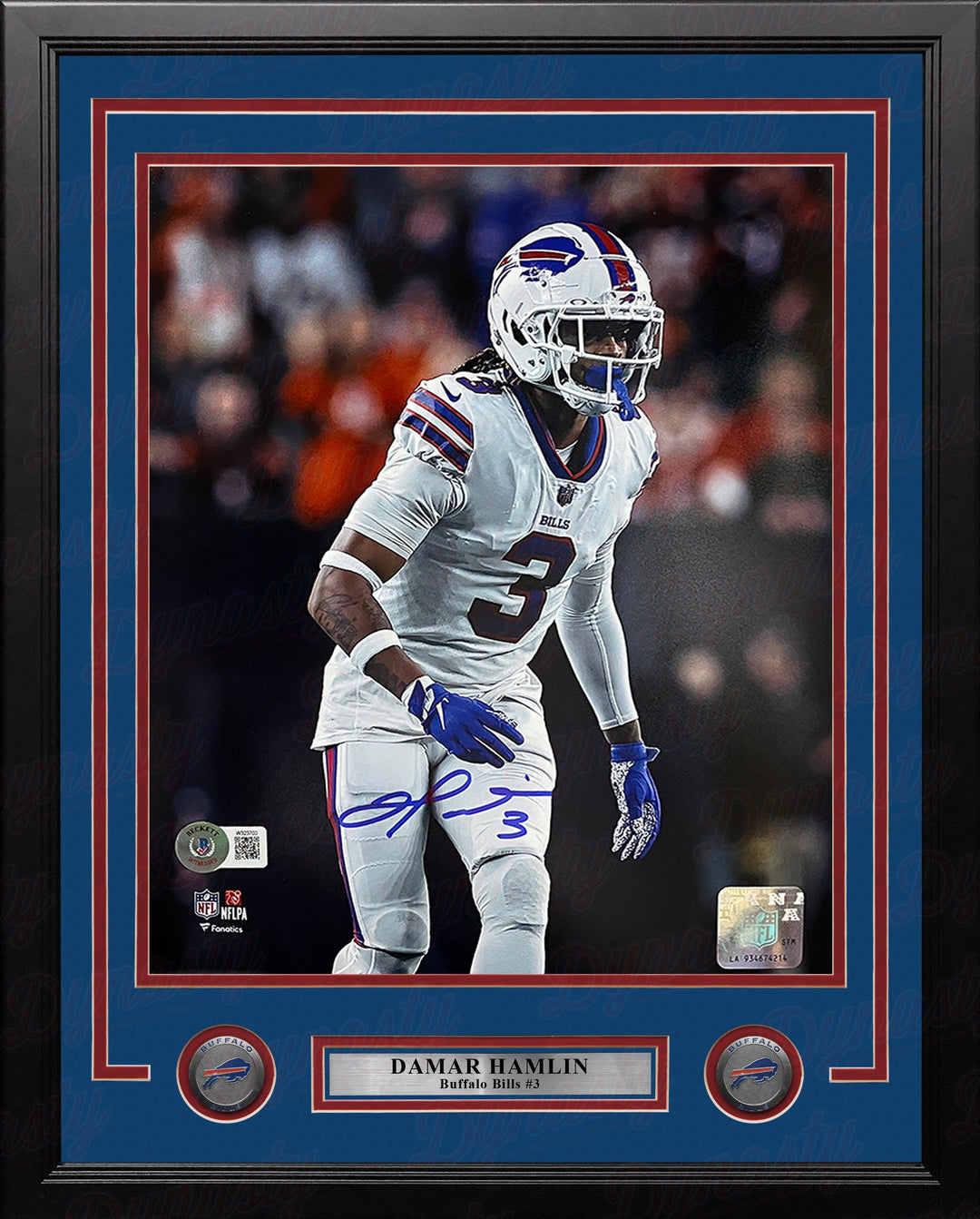Damar Hamlin in Action Buffalo Bills Autographed 16" x 20" Framed Football Photo