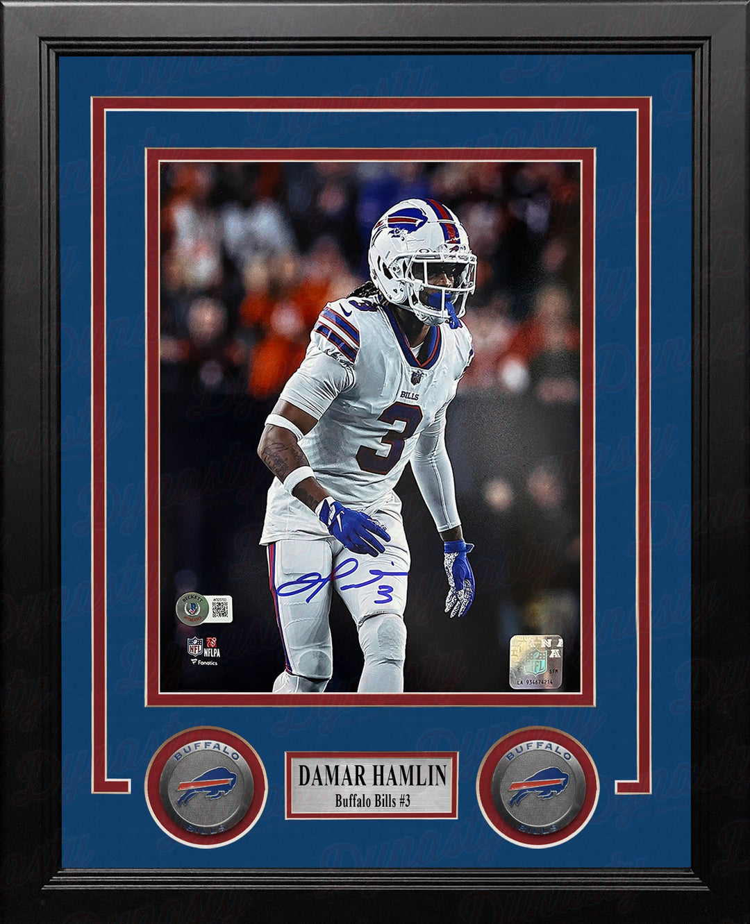 Damar Hamlin in Action Buffalo Bills Autographed 8" x 10" Framed Football Photo