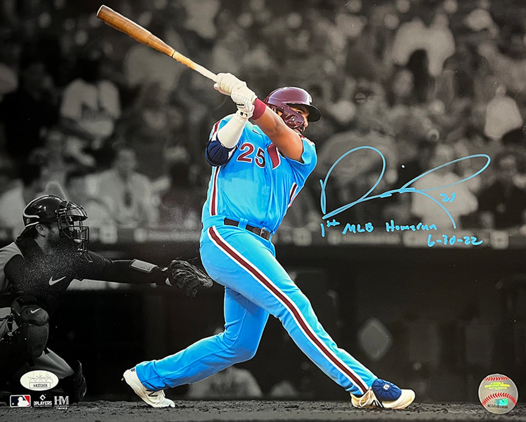 Darick Hall First Home Run Philadelphia Phillies Autographed Baseball Photo