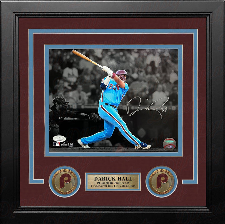 Darick Hall First Home Run Philadelphia Phillies Autographed Framed Baseball Photo