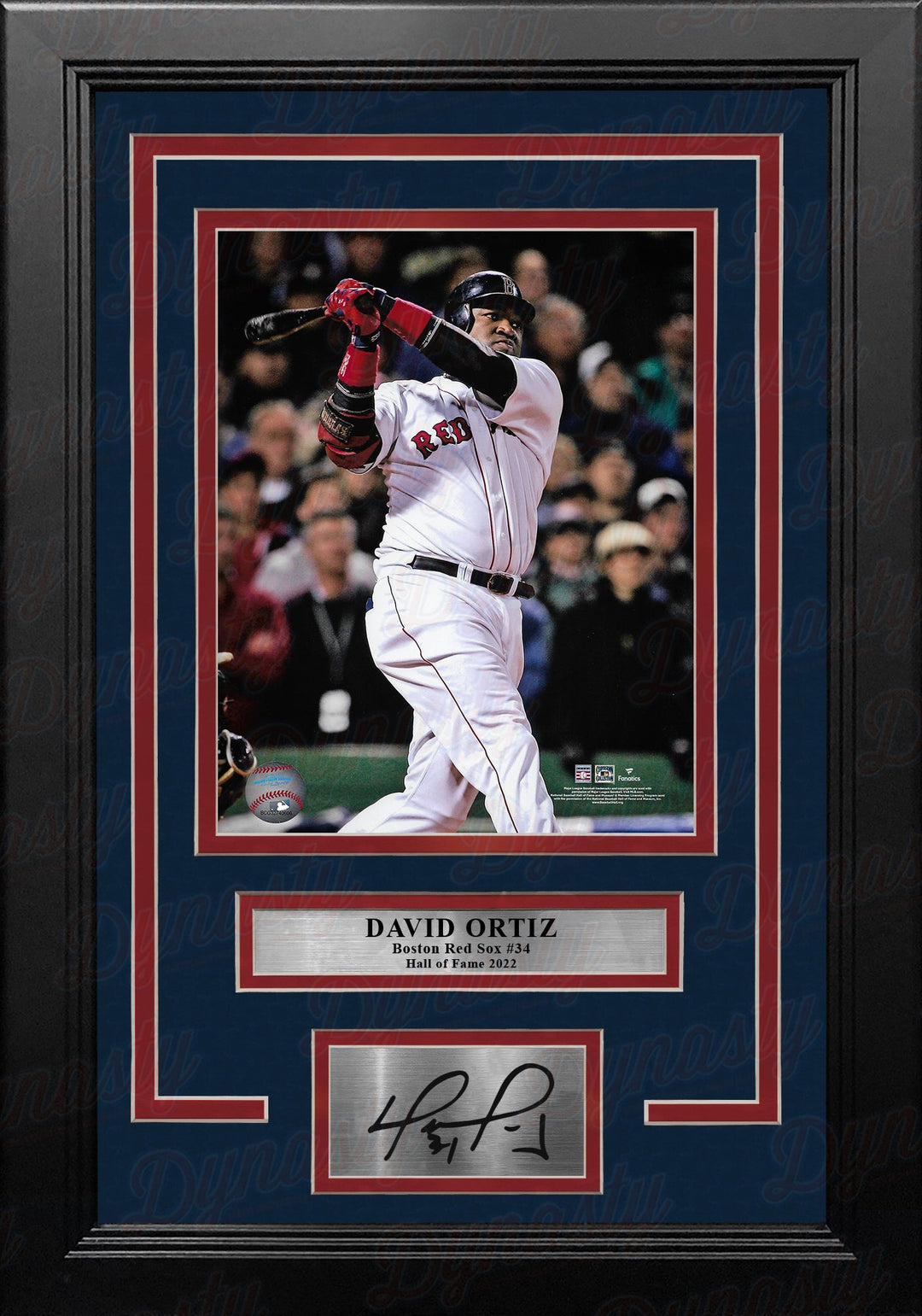David Ortiz in Action Boston Red Sox 8" x 10" Framed Baseball Photo with Engraved Autograph
