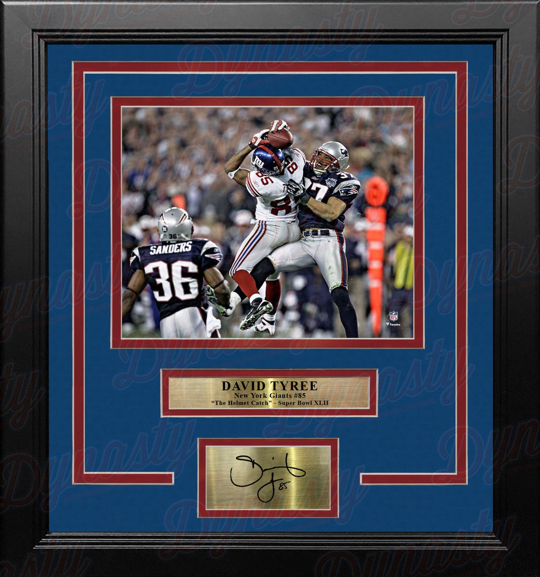 David Tyree Super Bowl XLII Helmet Catch New York Giants 8x10 Framed Photo with Engraved Autograph