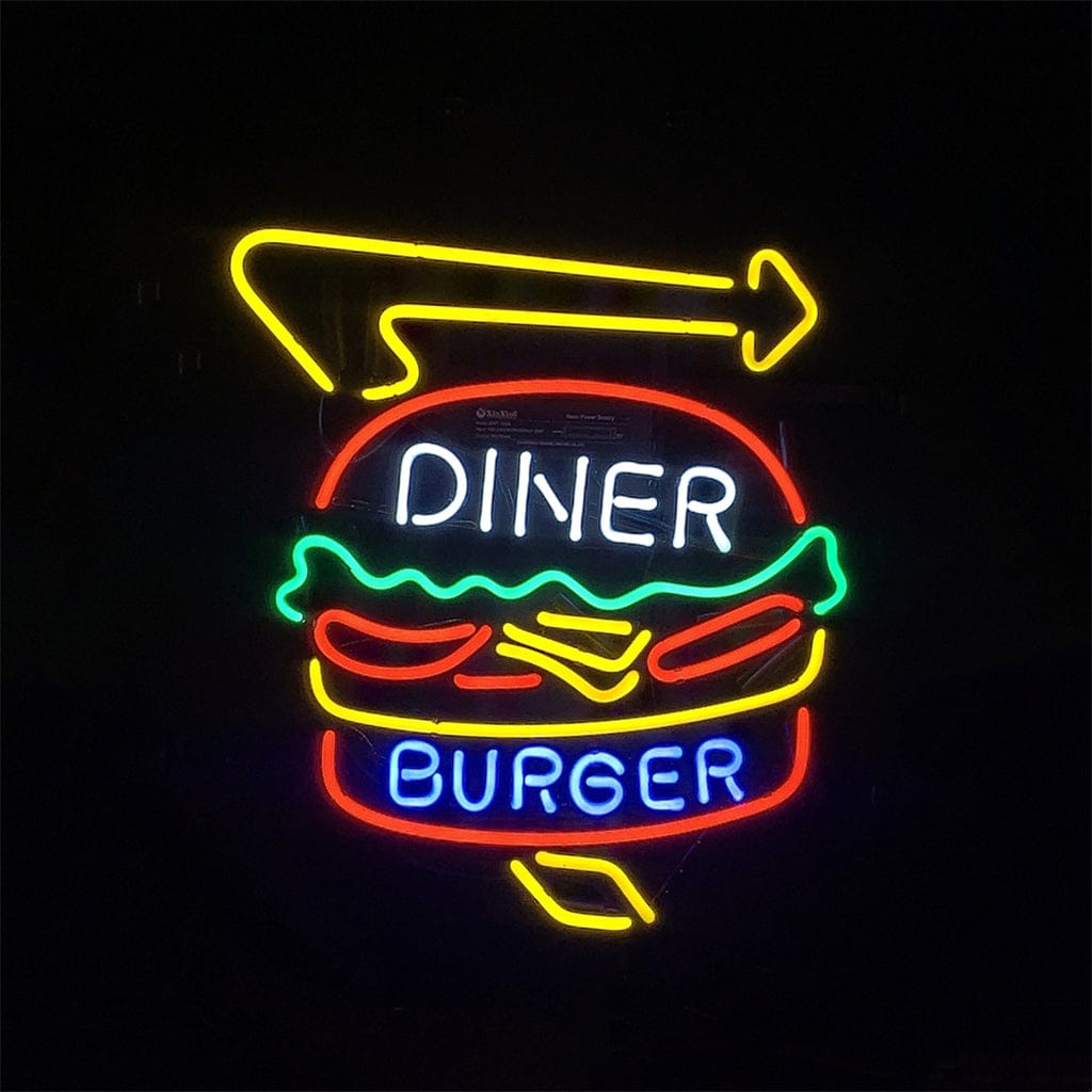 Neon Signs Land Neon Signs Diner Burger Turn Right Arrow Neon Signs