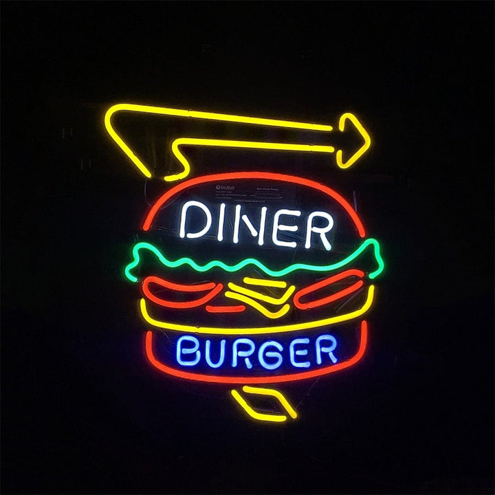 Neon Signs Land Neon Signs Diner Burger Turn Right Arrow Neon Signs