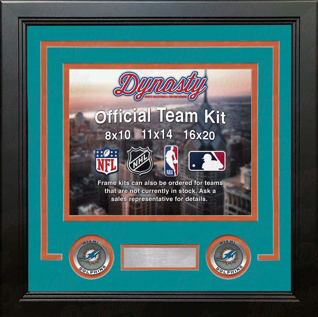 Miami Dolphins Teal Custom NFL Football 11x14 Picture Frame Kit
