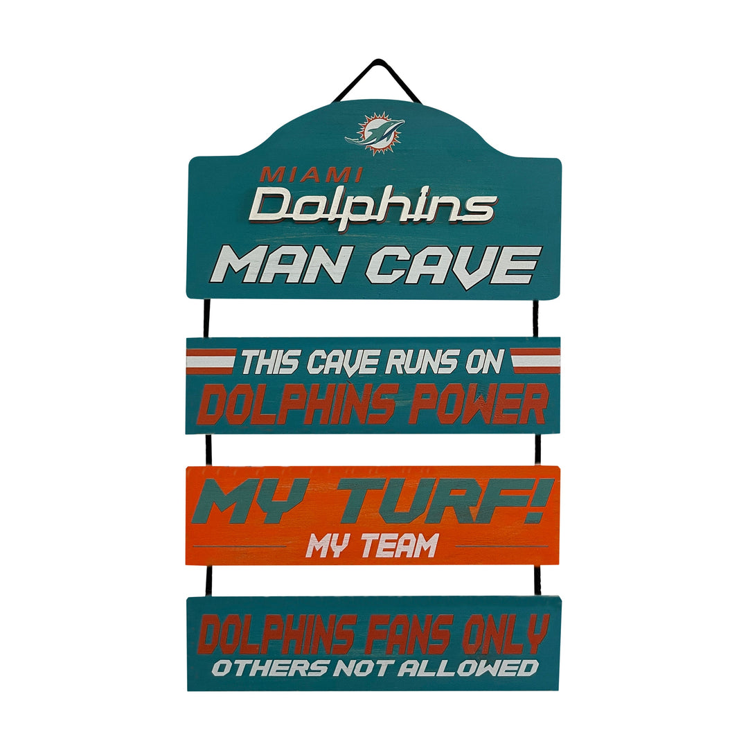 Miami Dolphins Wooden Man Cave Dangle Sign