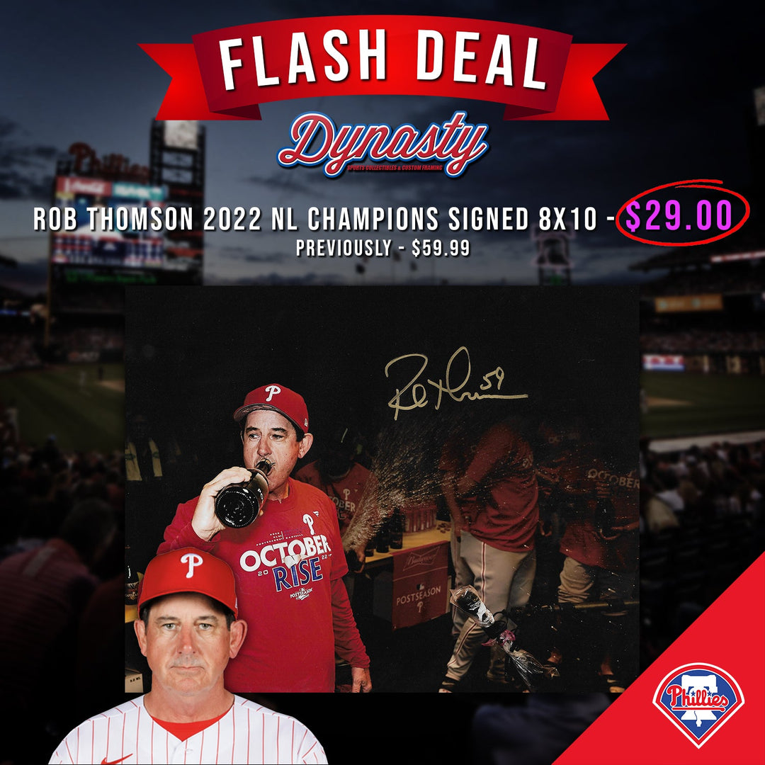 Rob Thomson 2022 NL Champions Locker Room Celebration Philadelphia Phillies Autographed 8x10 Photo