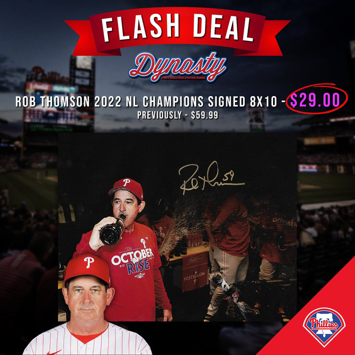 Rob Thomson 2022 NL Champions Locker Room Celebration Philadelphia Phillies Autographed 8x10 Photo
