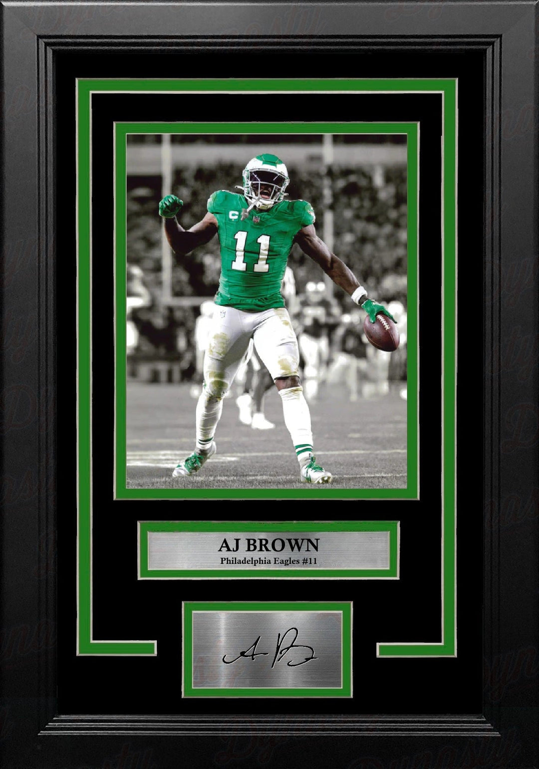 AJ Brown Kelly Green Philadelphia Eagles 8" x 10" Framed Spotlight Photo with Engraved Autograph