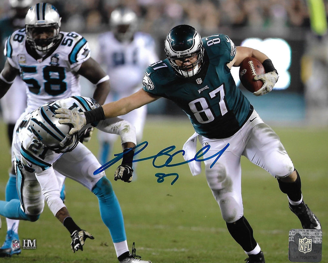 Brent Celek Stiff-Arm Action Philadelphia Eagles Autographed 11" x 14" Football Photo