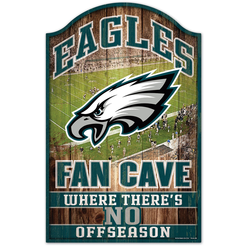 Philadelphia Eagles Fan Cave 11" x 17" Wood Sign