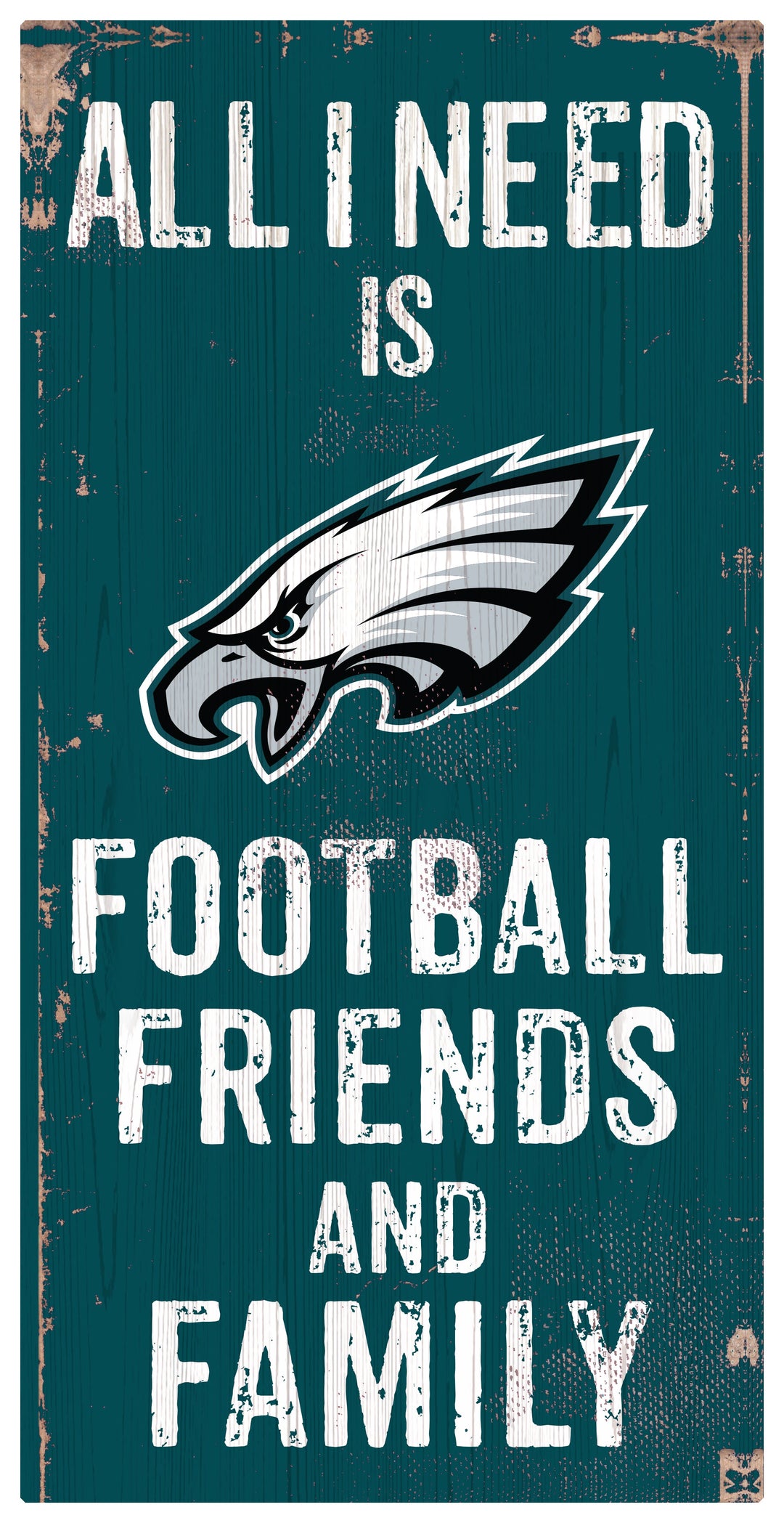 Philadelphia Eagles Football, Friends, & Family Green Wood Sign