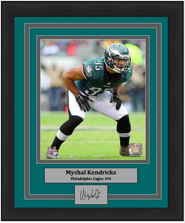 Mychal Kendricks in Action Philadelphia Eagles 8x10 Framed Football Photo with Engraved Autograph