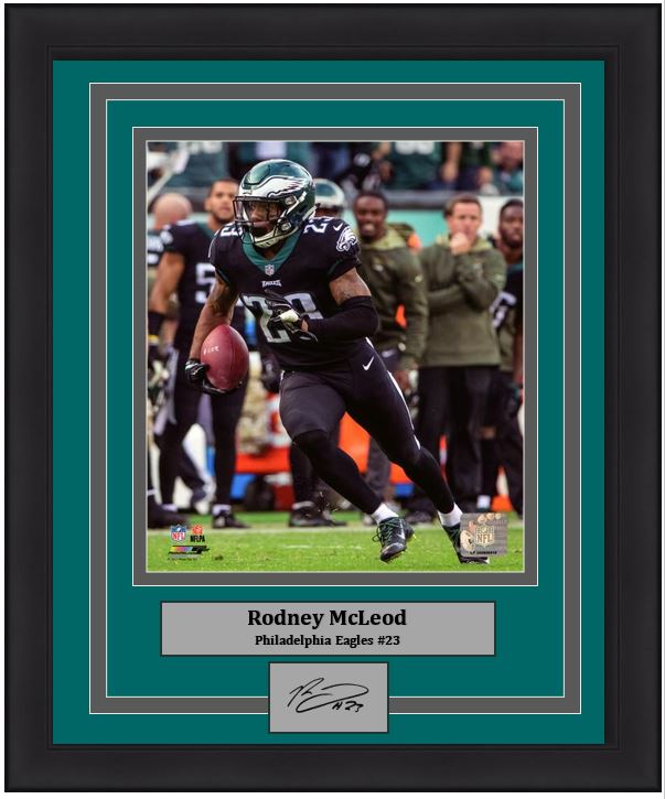 Rodney McLeod in Action Philadelphia Eagles Framed Football Photo with Engraved Autograph