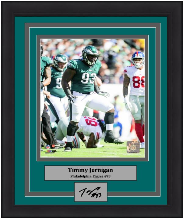 Timmy Jernigan in Action Philadelphia Eagles Framed Football Photo with Engraved Autograph