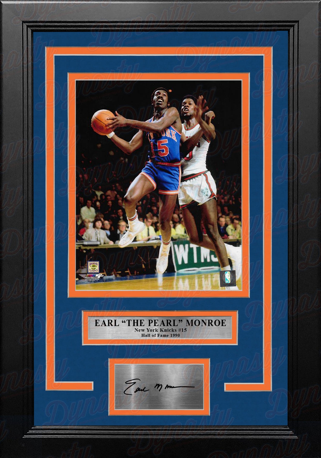 Earl Monroe in Action New York Knicks 8" x 10" Framed Basketball Photo with Engraved Autograph