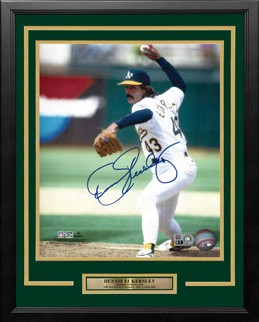 Dennis Eckersley in Action Oakland Athletics Autographed 16" x 20" Framed Baseball Photo