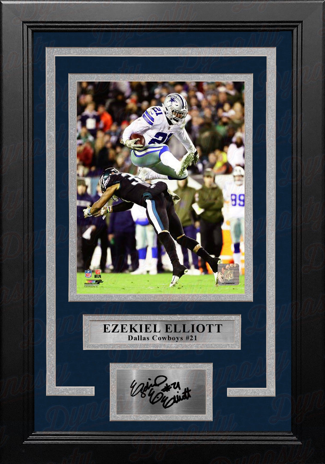 Ezekiel Elliott v. The Eagles Dallas Cowboys 8" x 10" Framed Football Photo with Engraved Autograph