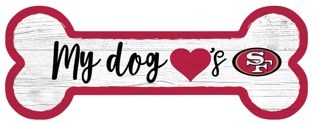 San Francisco Football Dog Bone White Wooden Sign